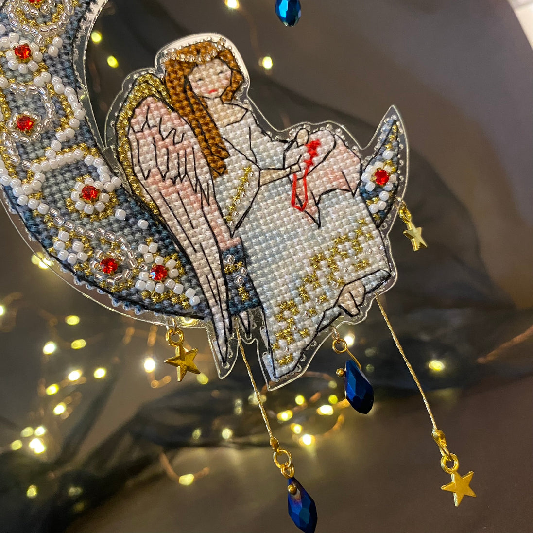 Moon angel. Cross Stitch Ornament Kit.