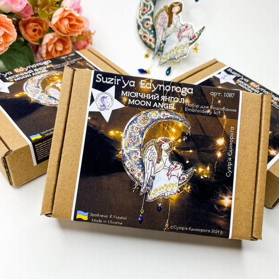 Moon angel. Cross Stitch Ornament Kit.