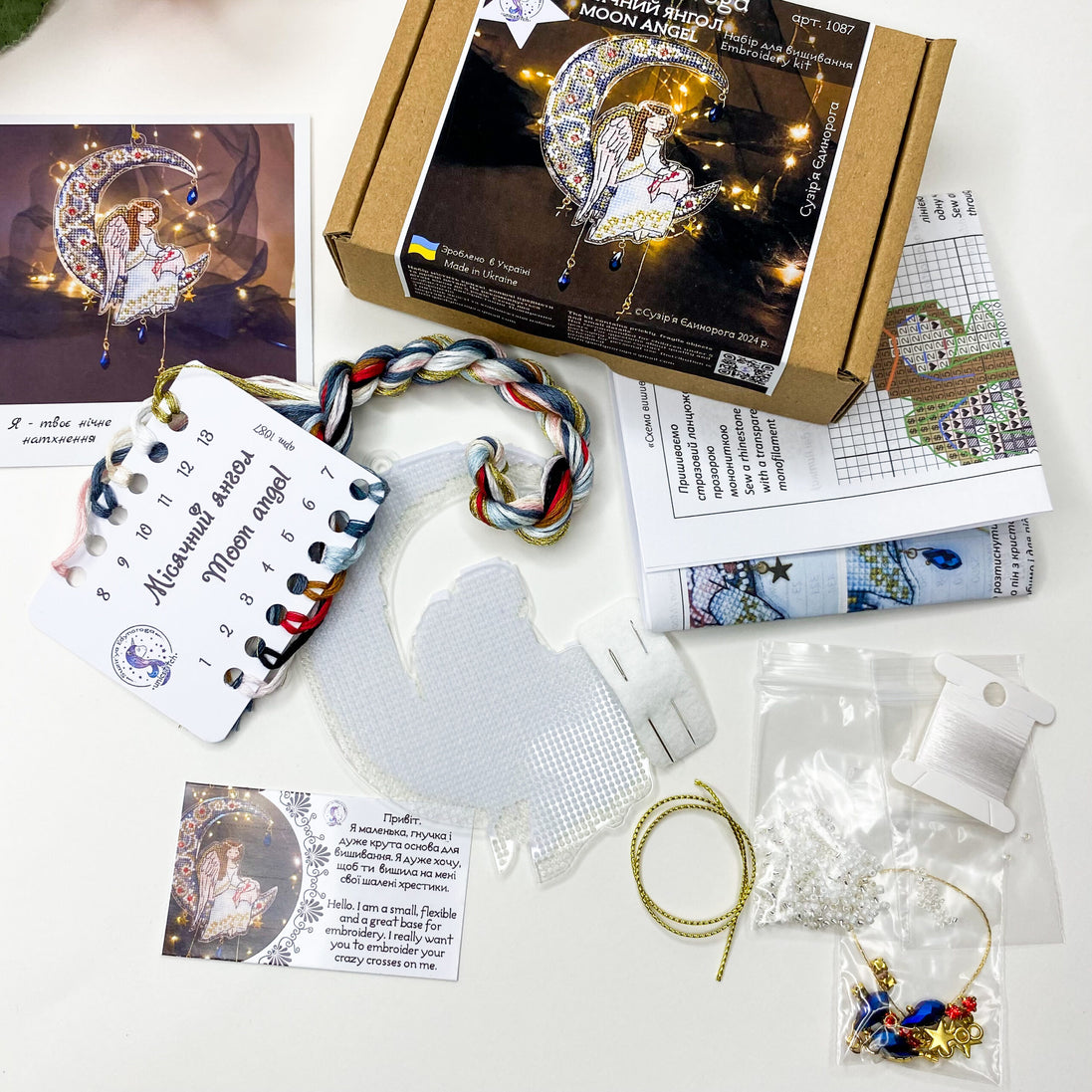 Moon angel. Cross Stitch Ornament Kit.