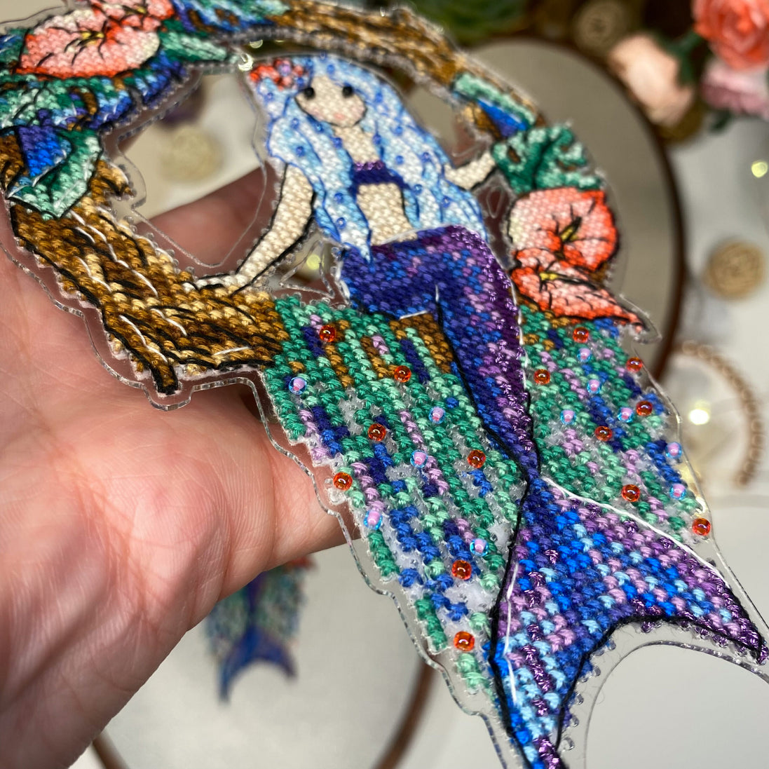 Mermaid. Cross Stitch Ornament Kit.