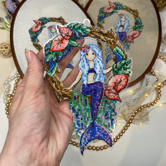 Mermaid. Cross Stitch Ornament Kit.