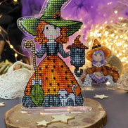 Witch with cats. Cross Stitch Ornament Kit.