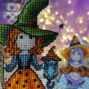 Witch with cats. Cross Stitch Ornament Kit.
