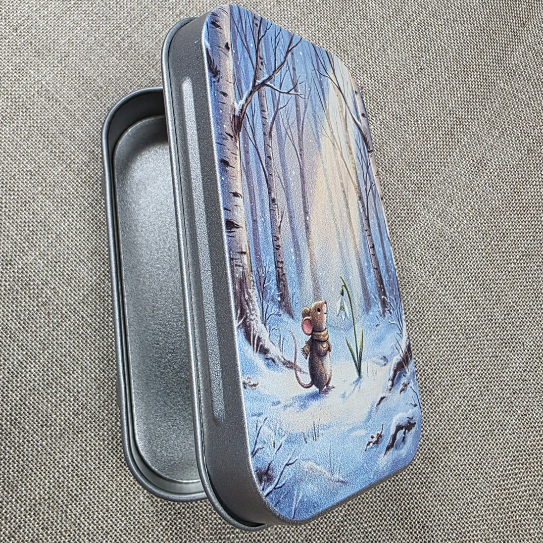 Snowdrop Mouse. Storage Tin.