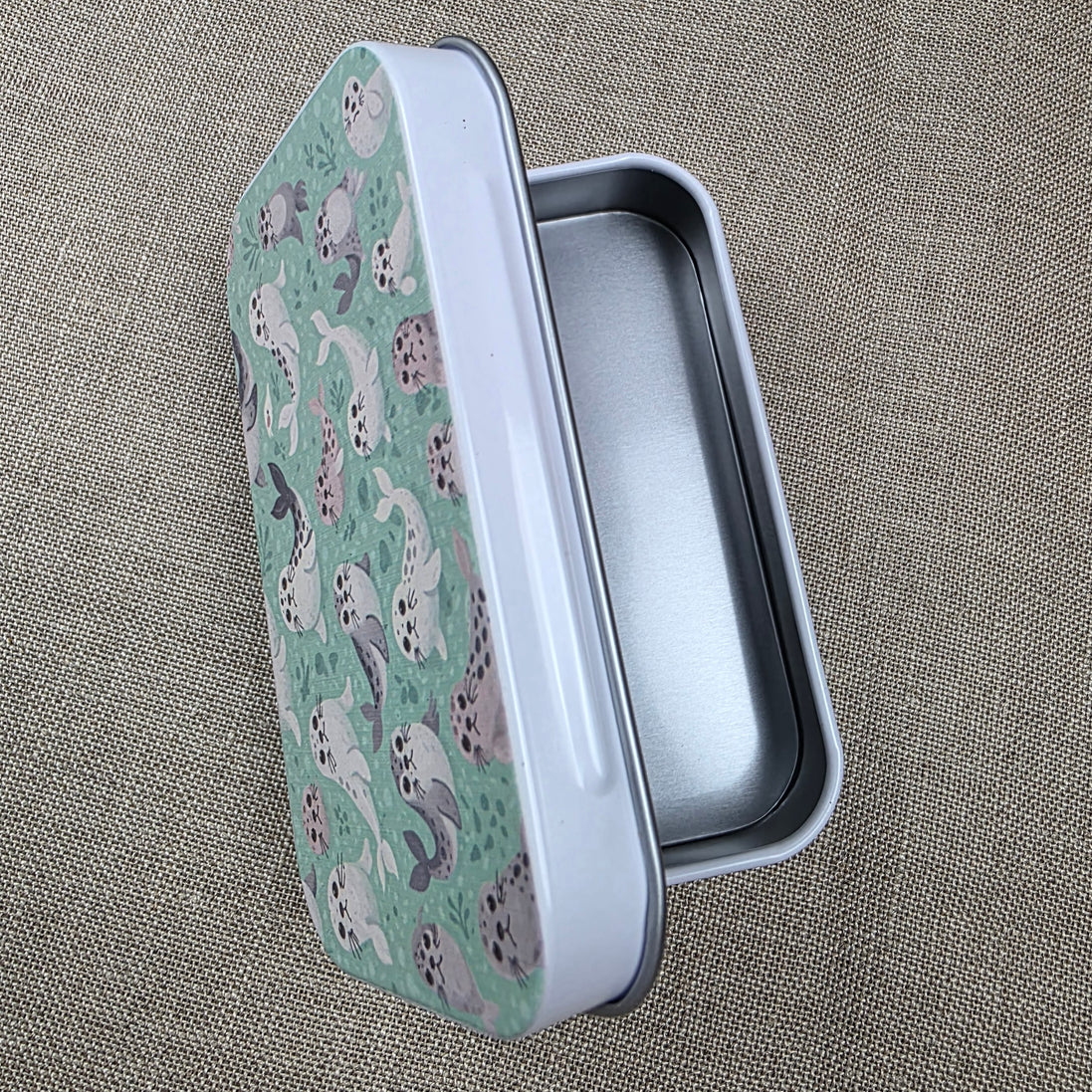 Seal Pups. Storage Tin.