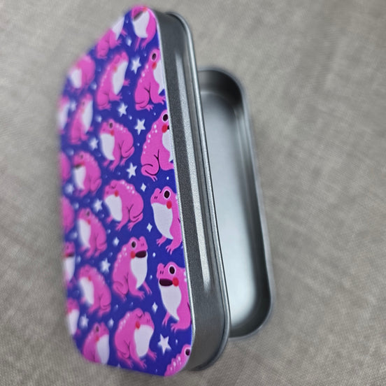 Pink Frog. Storage Tin.