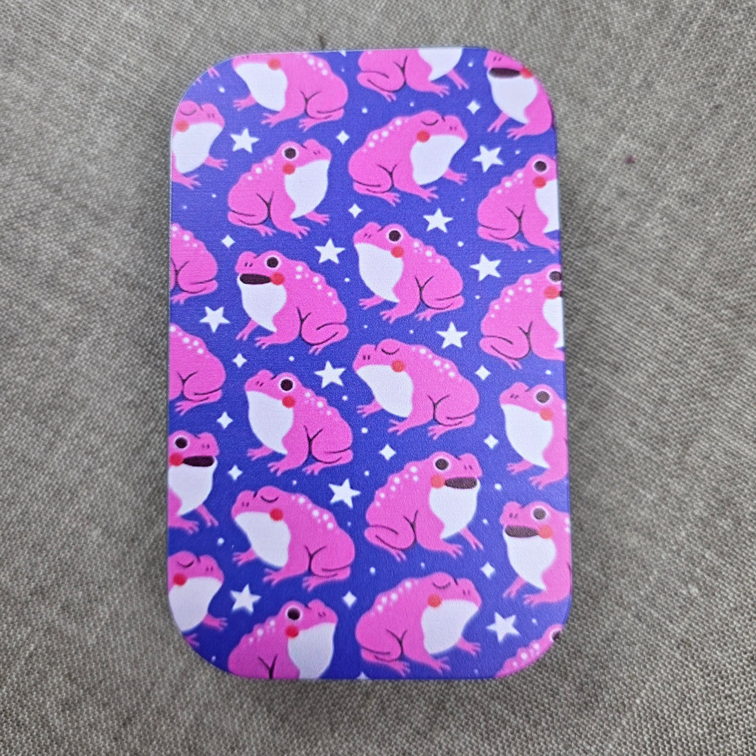 Pink Frog. Storage Tin.