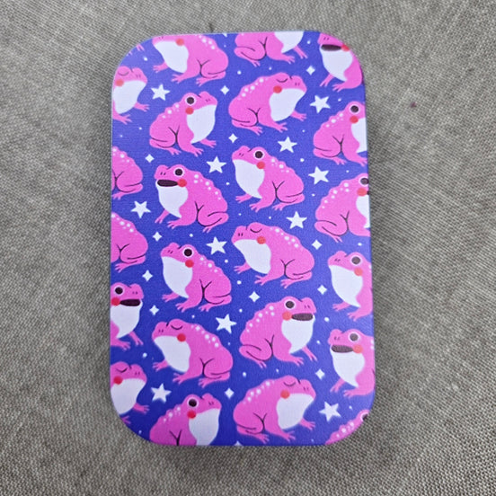 Pink Frog. Storage Tin.