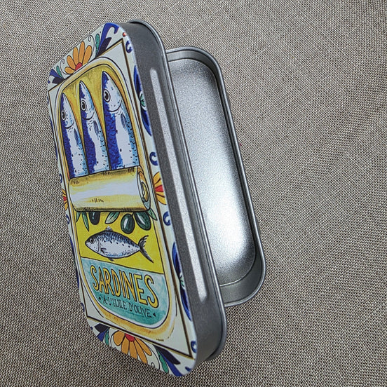 Floral Sardines. Storage Tin.