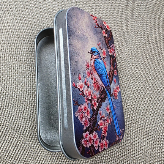 Cherry Blossom Bird. Storage Tin.
